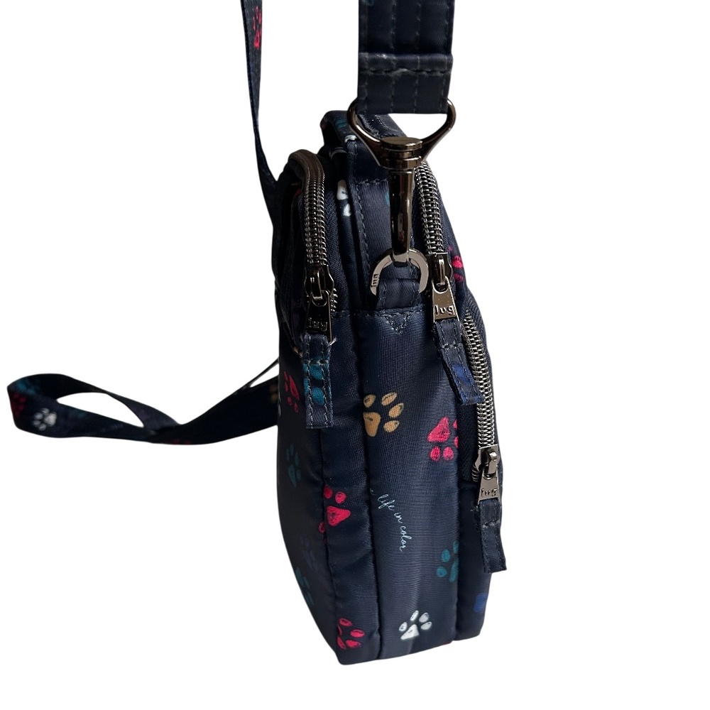 Lug Skeeter Mini Convertible RFID Crossbody Bag Paws Navy Print - Picture 4 of 15